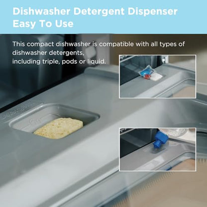 COMFEE' Table Top Dishwasher 7+3 Programs Mini Tabletop Dishwasher No Plumbing, 6L Built-in Water Tank