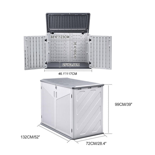 Large Outdoor Plastic Garden Storage Box with Hinged Lid