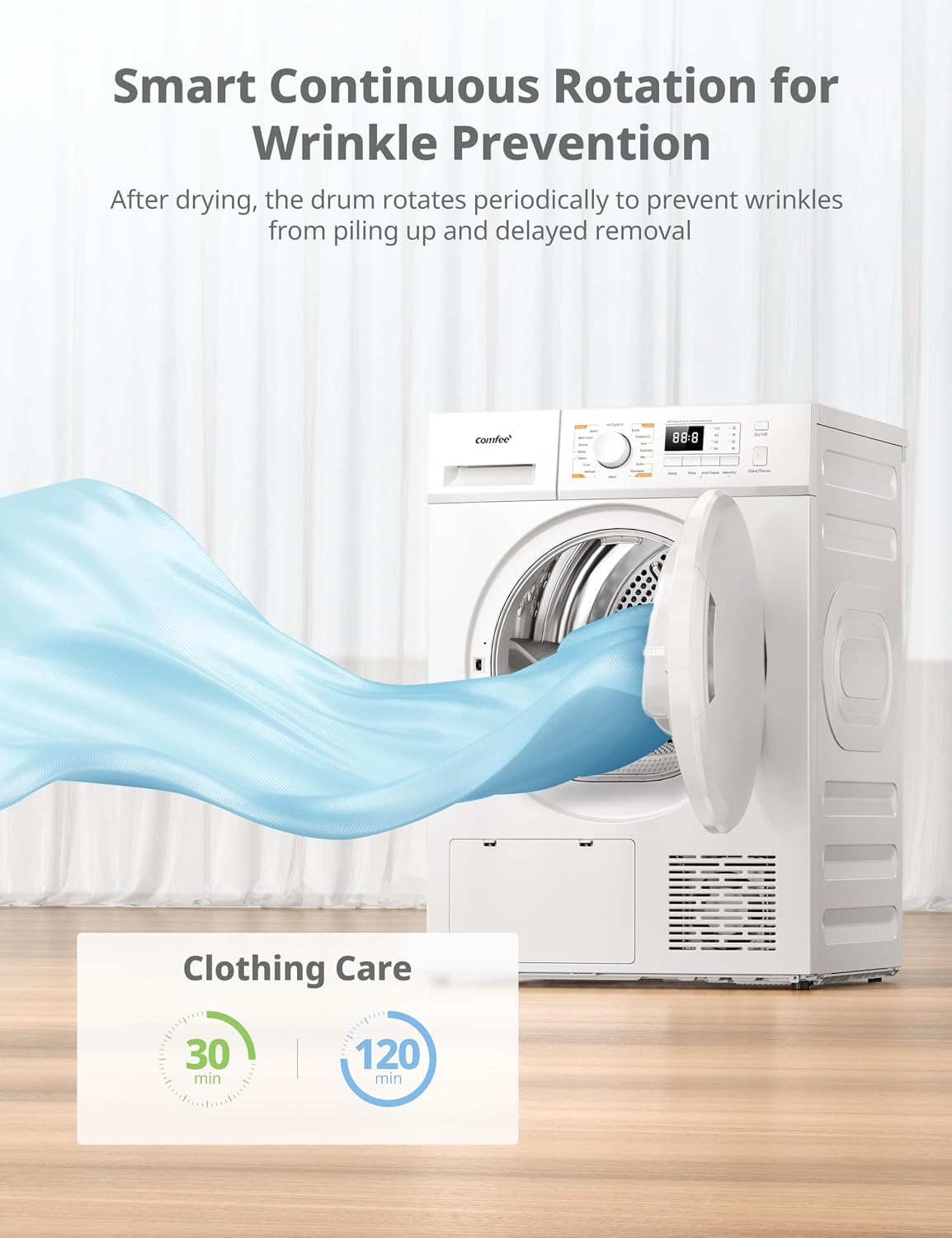 COMFEE' 8kg Heat Pump Tumble Dryer Energy Class A+ White CFG09EH80/W-UK