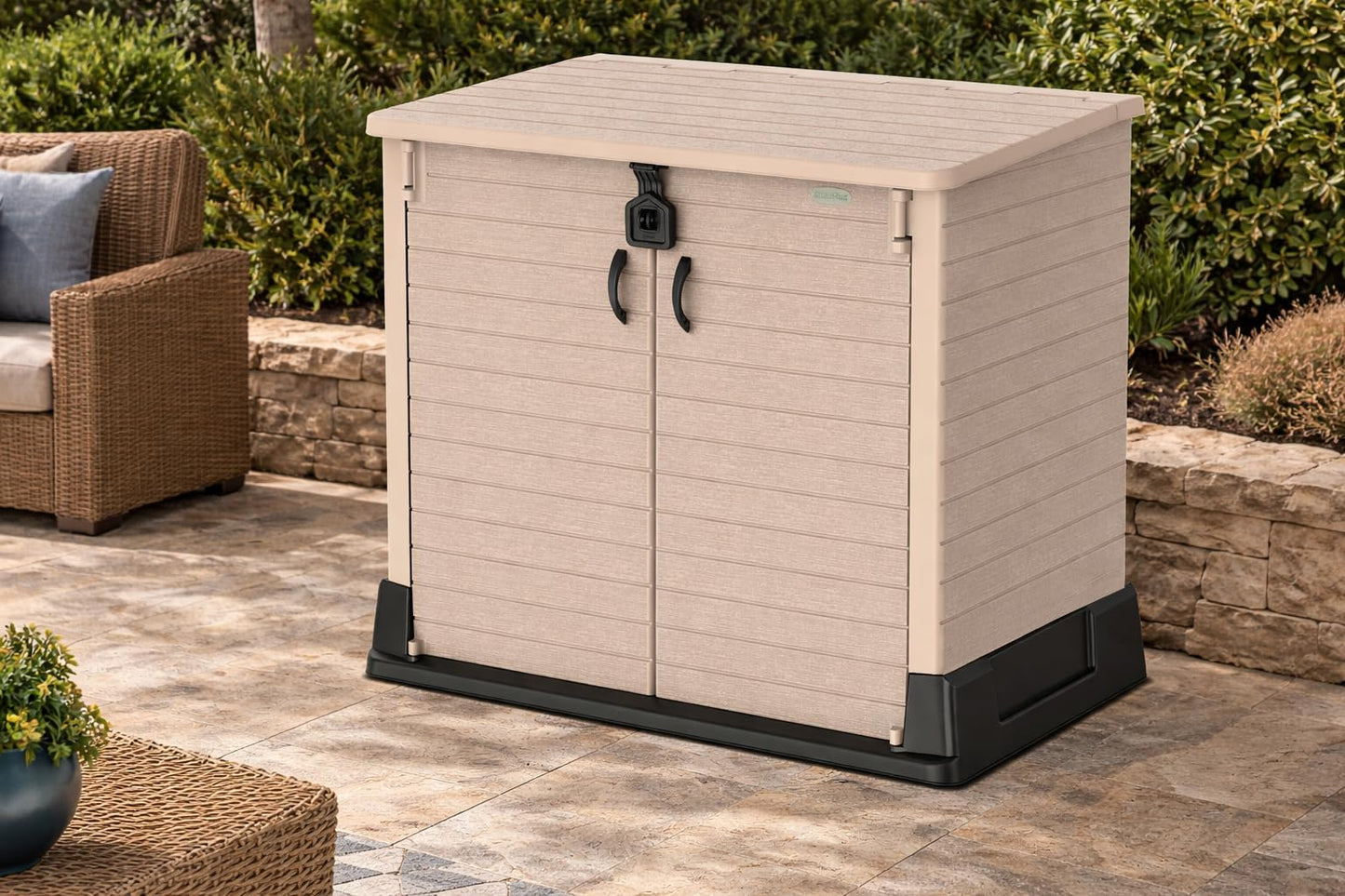 850L Outdoor Garden Storage Shed with Lift-Up Lid & Double Doors