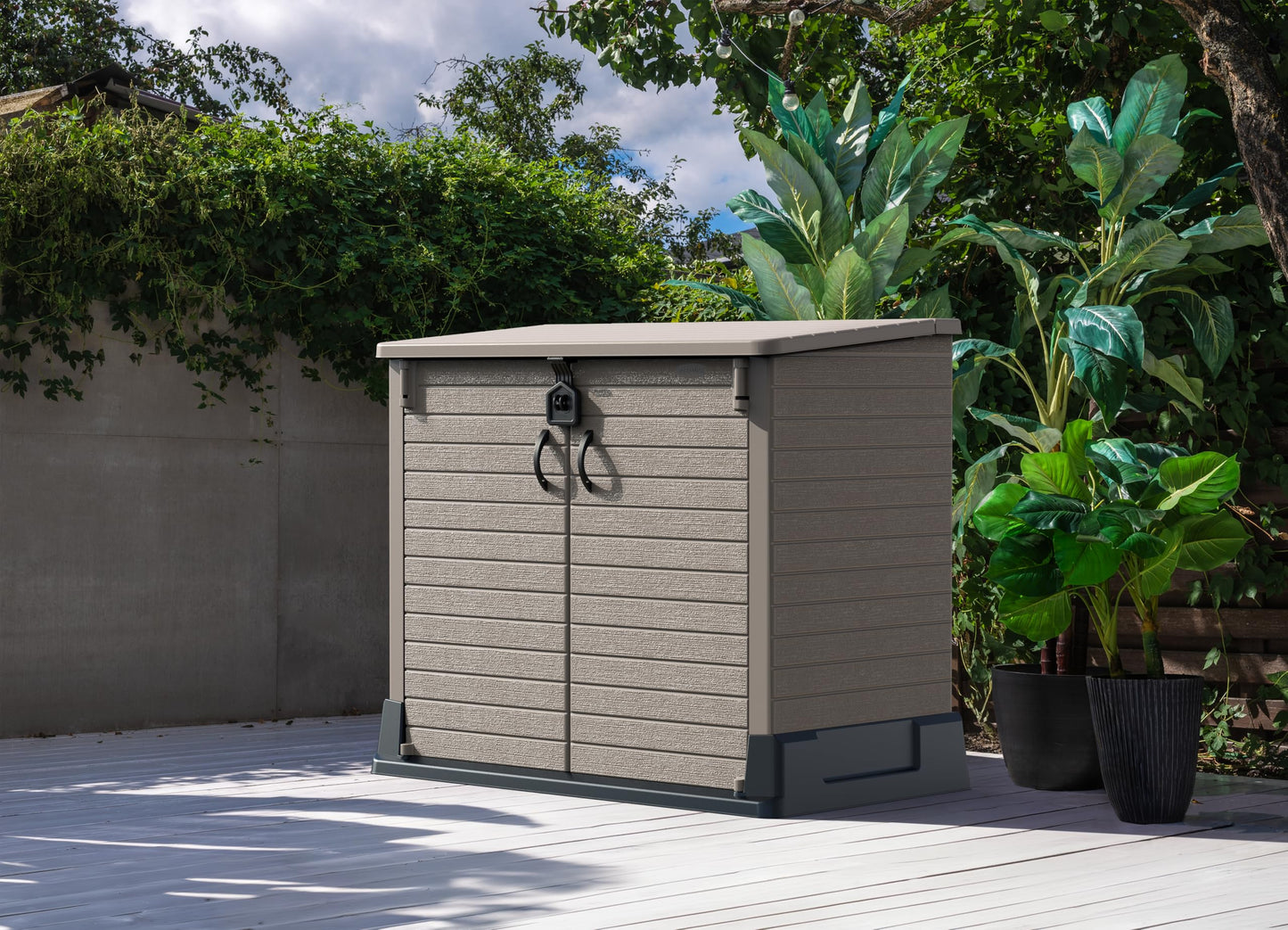 850L Outdoor Garden Storage Shed with Lift-Up Lid & Double Doors